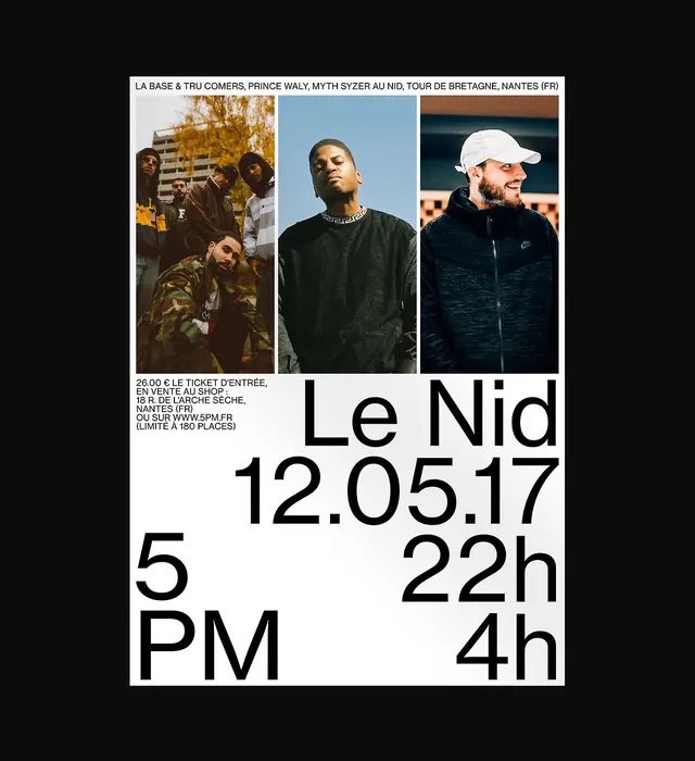 Le Nid Event Poster, minimal, swiss, dark