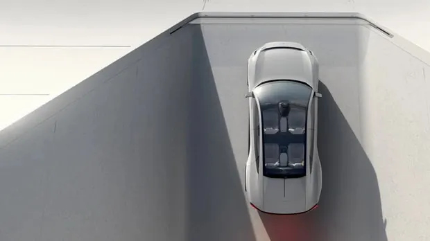 3D Car Mockup on Architectural Surface, minimal, geometric, monochrome