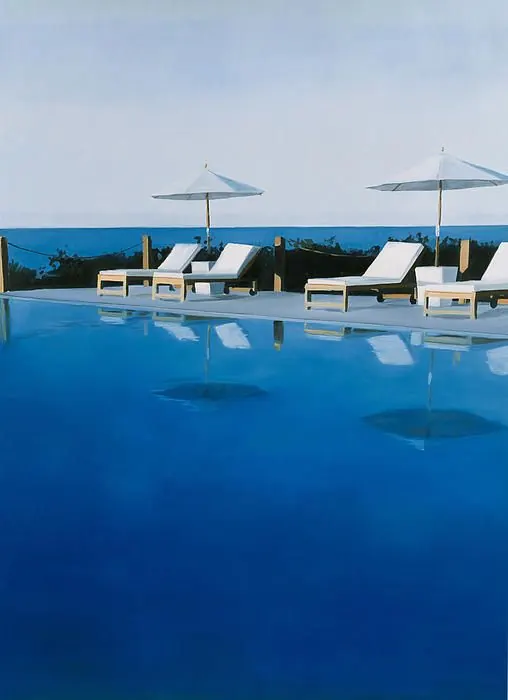 Luxury Poolside Resort Scene, minimal, luxury, light