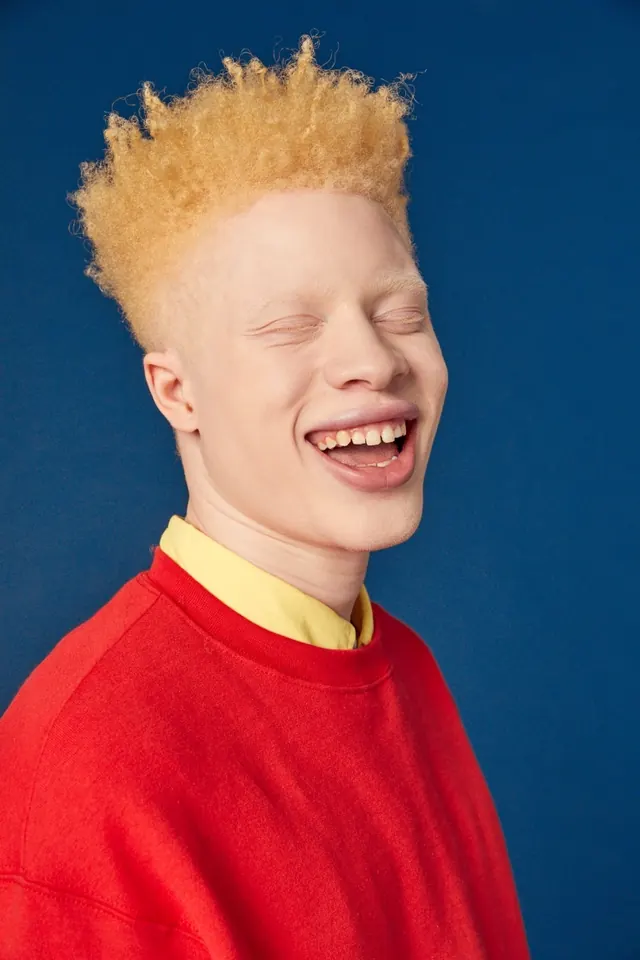 Smiling Man with Orange Hair, photographic, vibrant