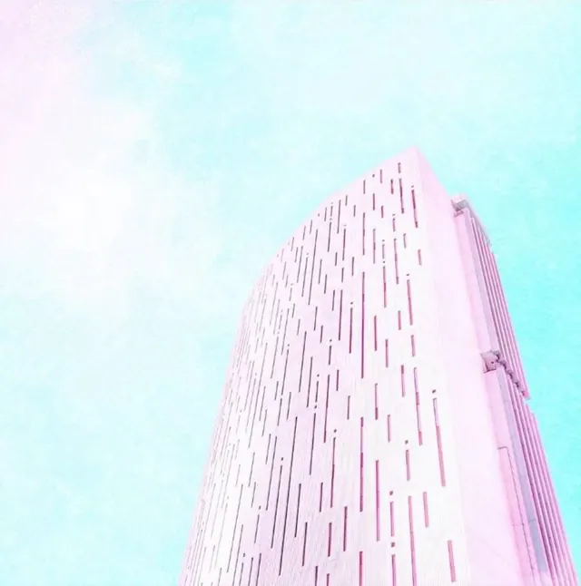 Pink Architectural Structure, minimal, geometric, pastel