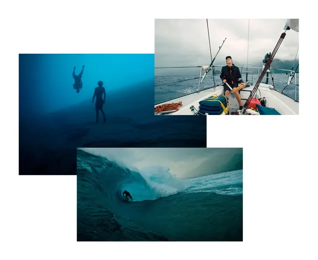 Underwater and Surfing Photography Collage, photographic, minimal, cool