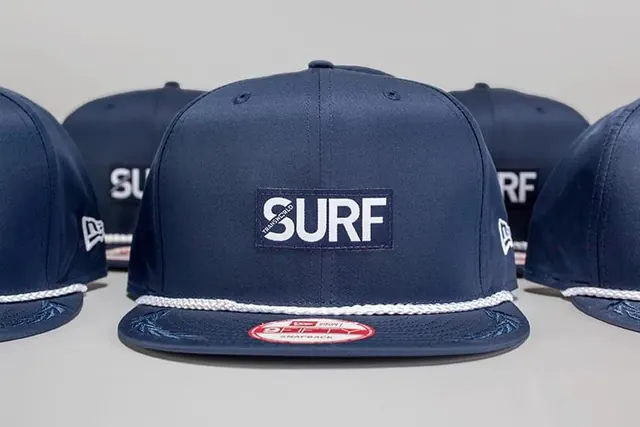 Surf Brand Baseball Cap Mockup, minimal, corporate-clean, dark