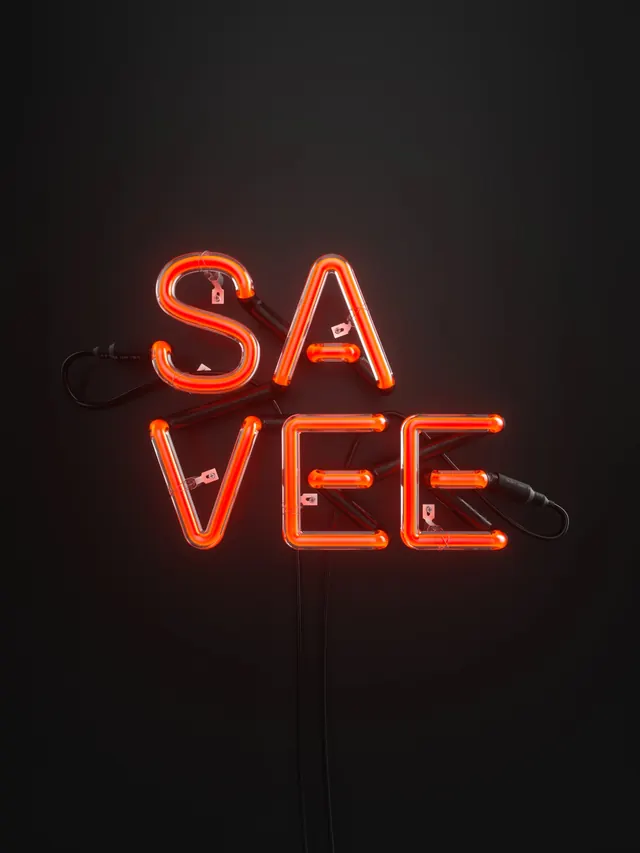 Handmade neon sign lettering photograph, minimal, dark-mode, dark