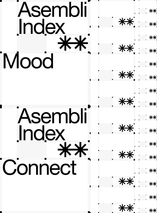Asembli Index Typography Layout, minimal, swiss, monochrome