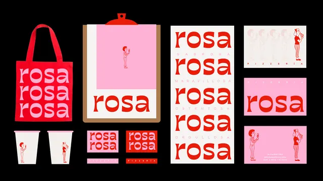 Rosa Brand Identity System, minimal, boxed, vibrant