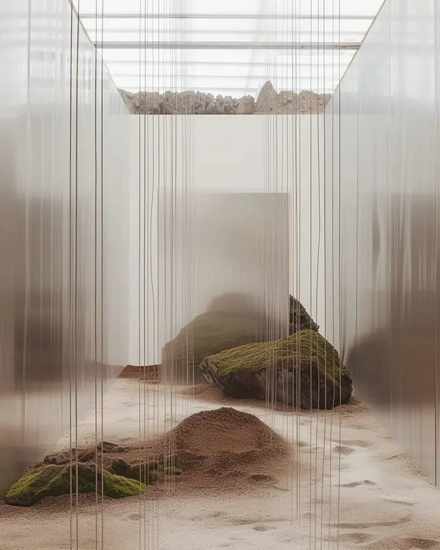 Abstract Waterfall Interior, minimal, organic, muted