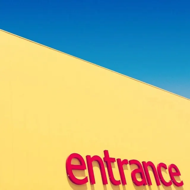 3D Entrance Signage, minimal, geometric, vibrant