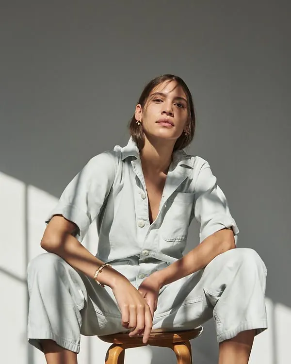 Male Model in Light Blue Linen Outfit, minimal, luxury, light