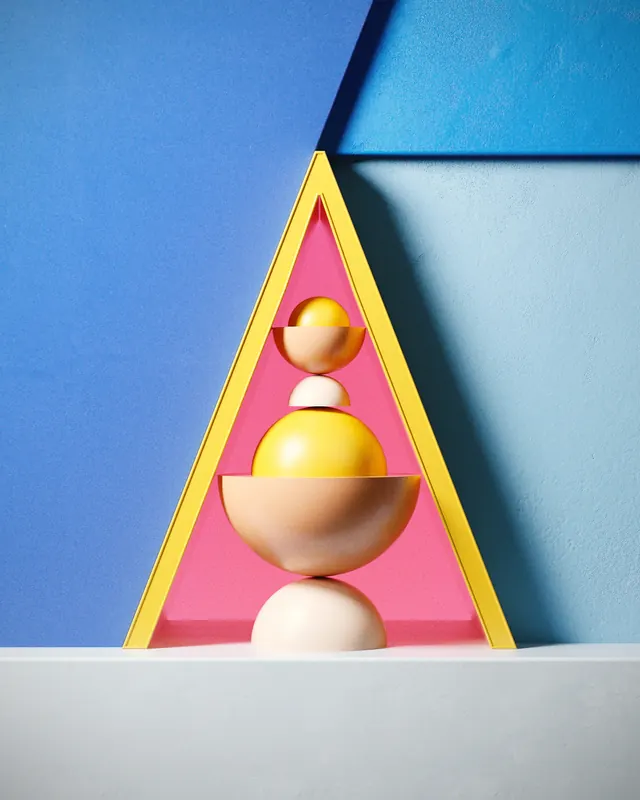 Geometric Sphere Composition, minimal, geometric, vibrant