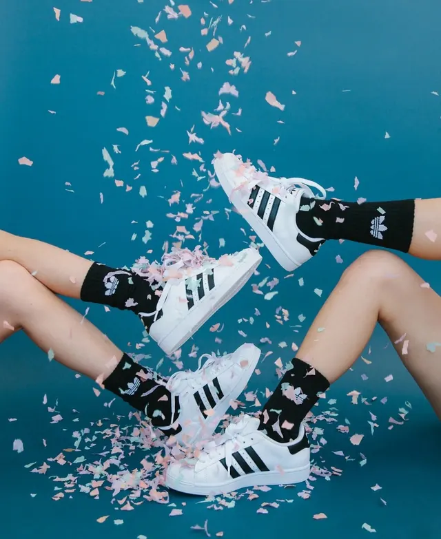 Abstract Sneakers and Confetti Composition, playful, maximalist, vibrant