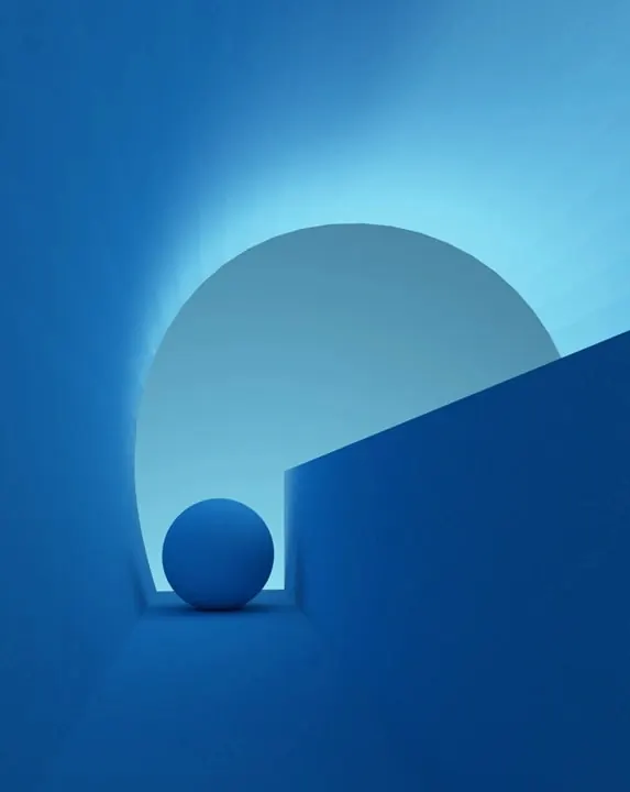 Abstract Blue Geometric 3D Composition, minimal, geometric, cool