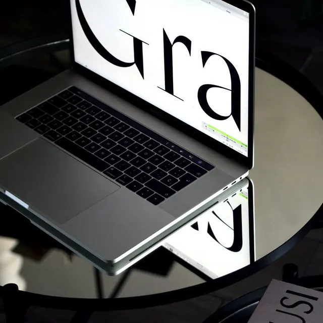 Typography Mockup on Laptop, minimal, swiss, monochrome