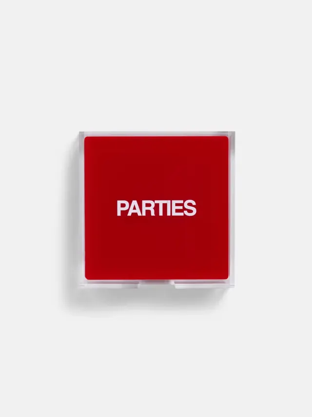 PARTIES Wordmark Mockup, minimal, boxed, vibrant