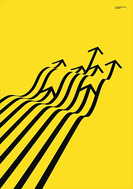 Abstract Upward Arrows Graphic, minimal, swiss, high-contrast