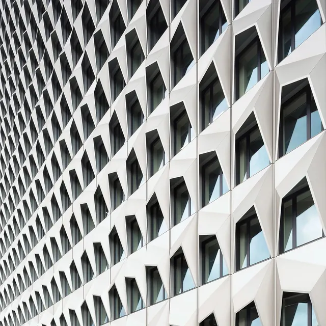 Geometric Architectural Facade, minimal, geometric, light