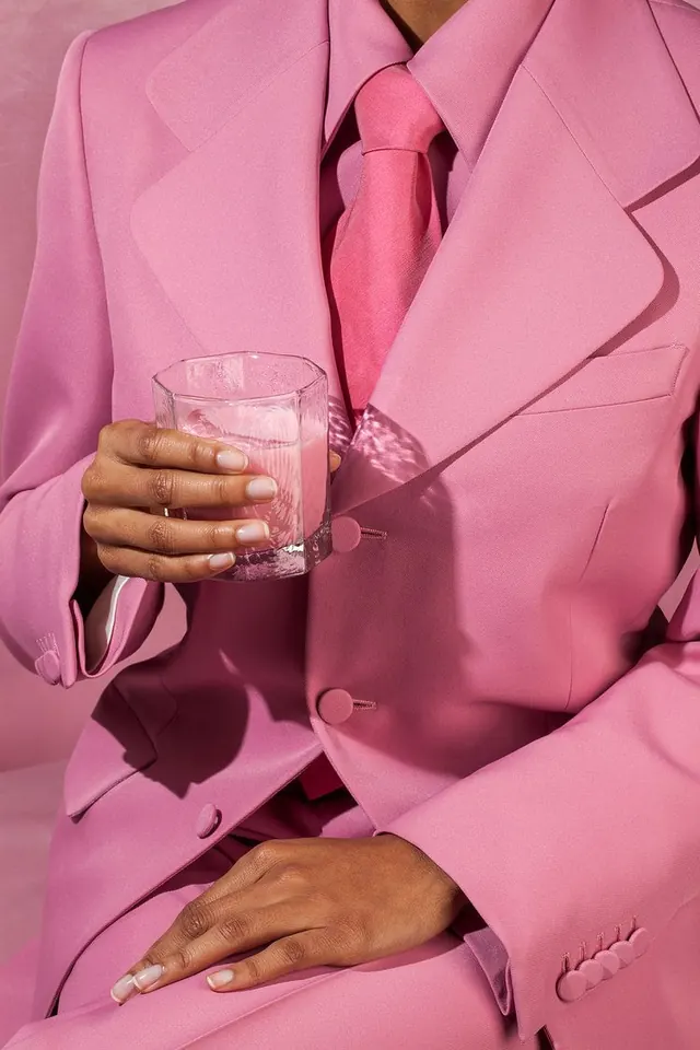 Pink Blazer and Glass Mockup, luxury, photographic, vibrant