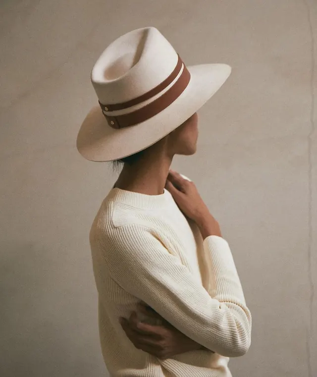 Woman in Straw Hat Portrait, minimal, luxury, muted