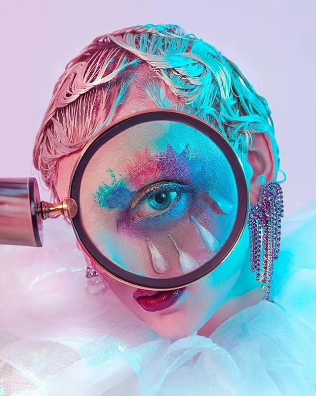 Surrealist Eye and Sculpture Collage, maximalist, y2k, vibrant