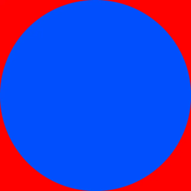 Blue Circle on Red Background, minimal, geometric, vibrant
