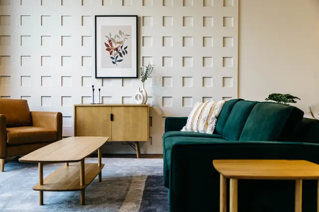 Modern Interior Living Space, minimal, photographic, warm