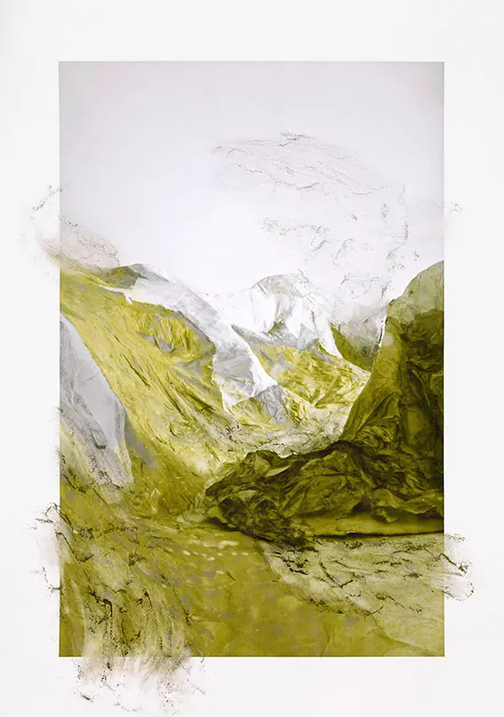 Abstract Mountain Landscape Illustration, minimal, organic, muted