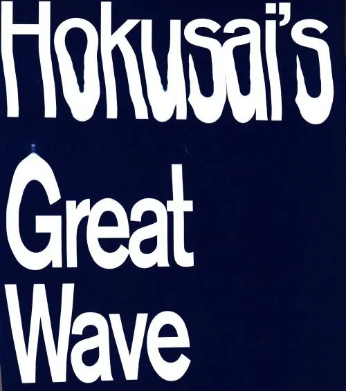 Hokusai's Great Wave Wordmark, brutalist, flat, dark