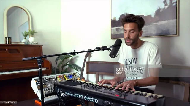 Music Producer Studio Setup, photographic, warm