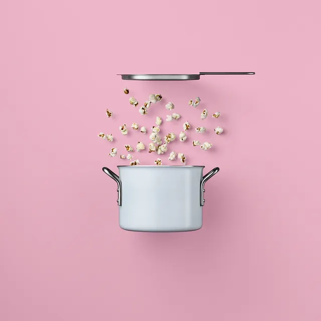 Floating Ingredients in a Pot, minimal, photographic, pastel
