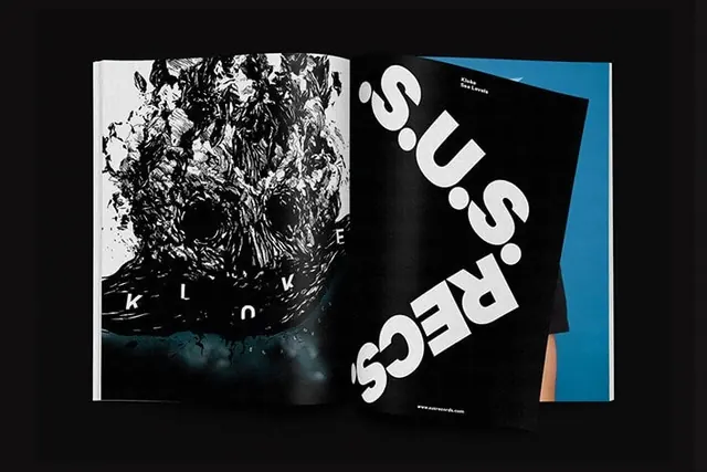 Abstract Collage and Typography Design, brutalist, maximalist, dark
