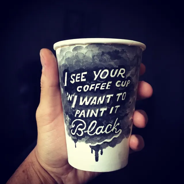 Coffee Cup Mockup with Typography, minimal, photographic, monochrome