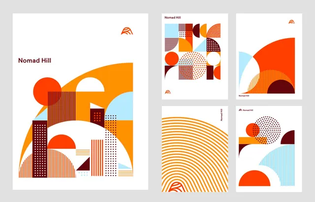 Nomad Hill Identity System, minimal, geometric, vibrant