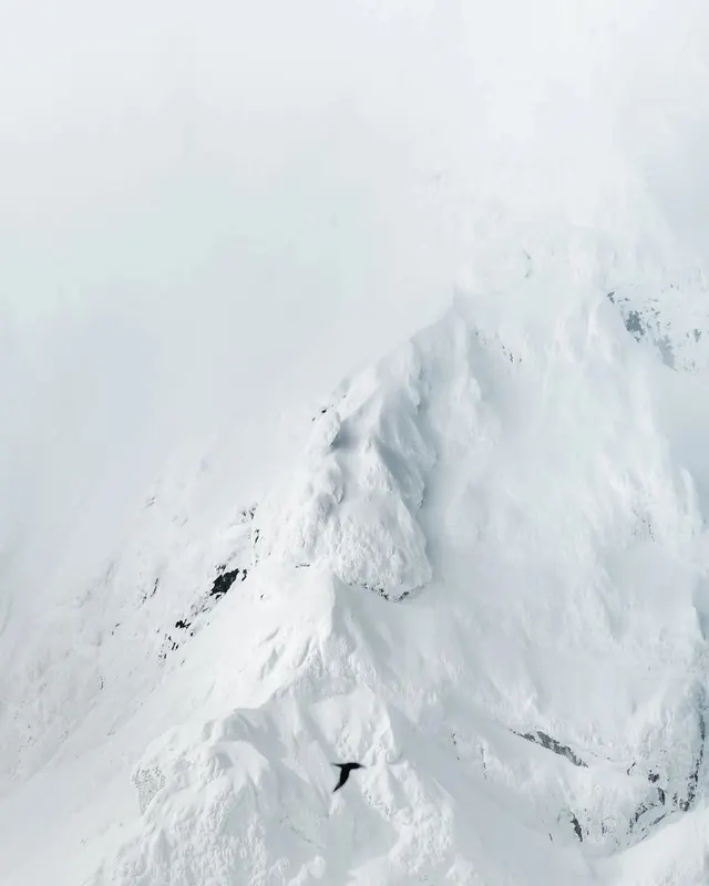 Snowy Mountain Landscape, photographic, minimal, monochrome