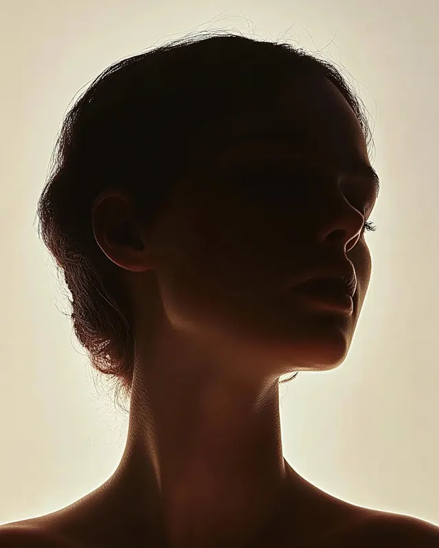 Silhouette Portrait with Shadow Play, minimal, photographic, dark