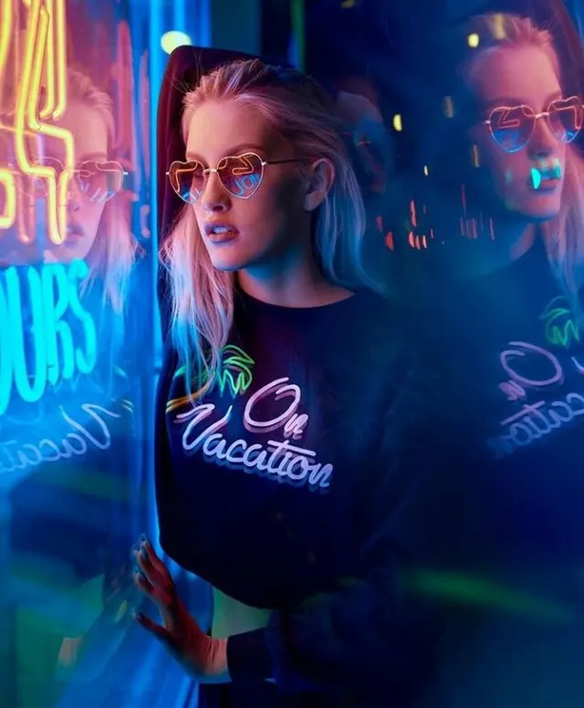 Neon Cyberpunk Portrait, y2k, photographic, neon