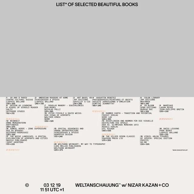 List of Selected Beautiful Books, minimal, swiss, monochrome