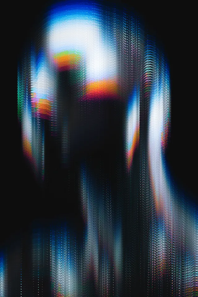 Glitch Humanoid Portrait, brutalist, y2k, dark
