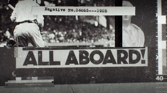 All Aboard Wordmark with Photographic Background, brutalist, retro, monochrome