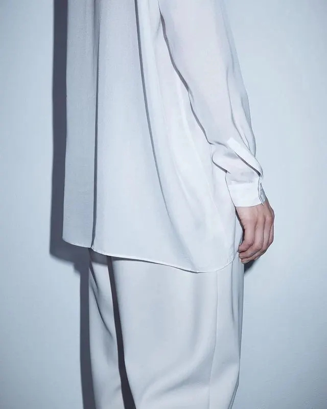 White Silk Blouse and Trousers, minimal, luxury, monochrome
