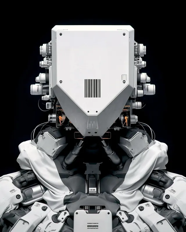 Futuristic Robotic Head 3D Render, technical, 3d-render, monochrome