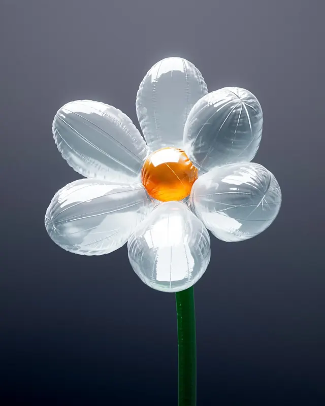 3D Glass Flower Illustration, glassmorphism, 3d-render, dark