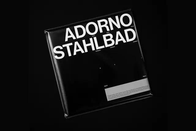 Adorno Stahlbad Mockup, minimal, swiss, dark