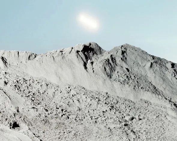Mountain Landscape with Sun, photographic, minimal, light