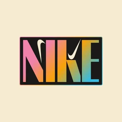 Gradient Nike Wordmark, gradient-heavy, boxed, vibrant