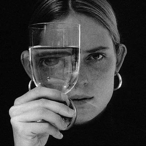 Woman Holding Wine Glass, monochrome, photographic, monochrome