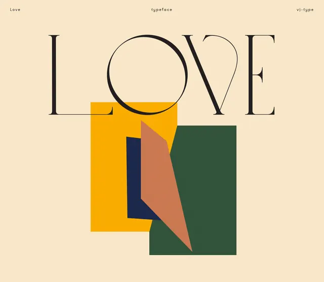LOVE Wordmark and Geometric Composition, minimal, swiss, muted