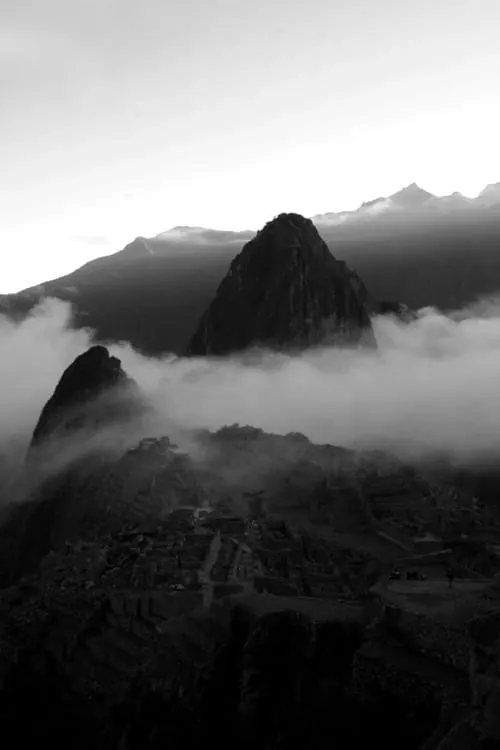 Mountain Peak in Mist, minimal, monochrome, monochrome