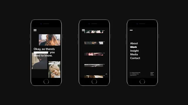 Mobile App UI Mockup Showcase, minimal, dark-mode, dark