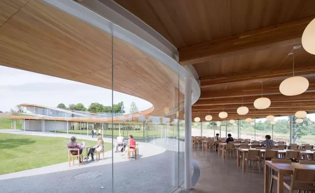 Modern Architectural Interior with Wood and Glass, minimal, organic, warm
