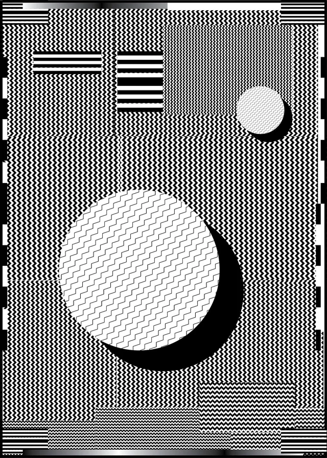 Geometric Pattern and Circle Composition, minimal, swiss, monochrome